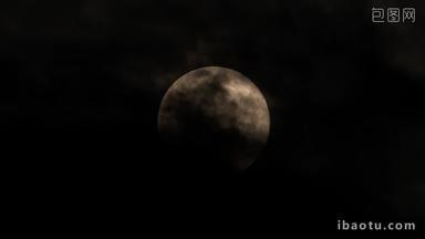 夜晚云中月亮月球拨云见月